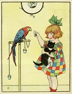 Terry Parker: Gwen, Peter and Pierrette, Girl with Parrot and Cat