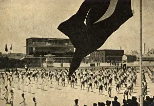 Synchronised: Gymnastics Demonstration in the Stadium, Ankara Turkey