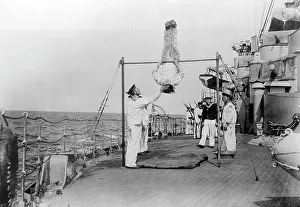 Battlecruiser: Gymnastics exercise on board of a German warship