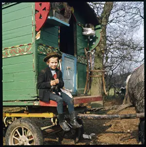 Romany: GYPSY BOY WITH HEN 1973
