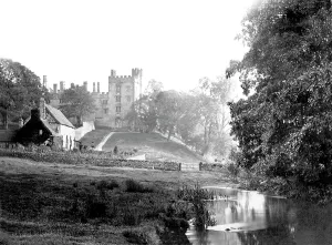 C1862: Haddon Hall, from above the Bridge c1862