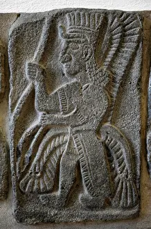 Reliefs: Halaf culture. (ca 6000-5300 BC). Syria. Orthostat. Winged g