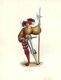 Halberdier: Halberdier, 16th century, in plumed hat, gold