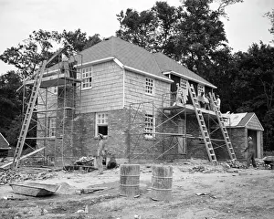 Hempstead: Half Dozen Anonymous Workers Building Levittown