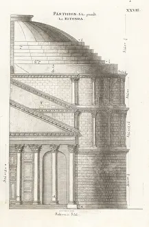 Johann Franck: Half of the front facade of the Pantheon, Rome