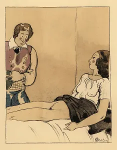 Cuckold: A half-naked nun is treated by a young man