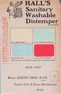 Washable: Hall's Patent Sanitary Washable Distemper sample chart
