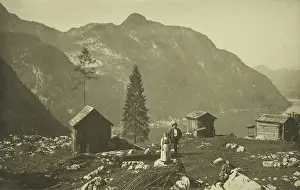 Hallstatt: Hallstatt. View from a alp with huts on Hallstatt