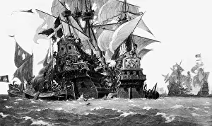 Infamous: Hamburger warships combat a pirate ship