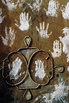 Superstition: Hamsa painted hands, Nefta, Tunisia