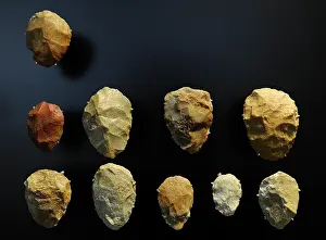 Lithic: Hand axes of quartzite. Petite Lande, France. Mousterian Cul