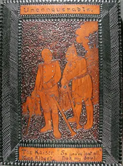 Unconquerable: Hand carved oak plaque entitled Unconquerable