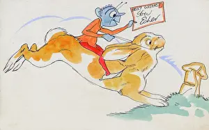 Nov15: Hand-drawn Greetings Card - Goblin riding a hare