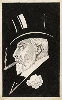 Hand Drawn: Hand-drawn postcard of King Edward VII in profile