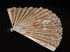 Gauze: Hand-painted fan, c1870-90