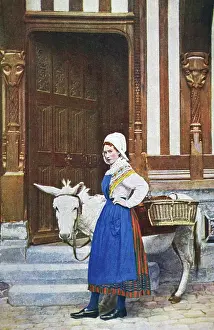 Tinted: A hand-tinted lithograph of a peasant female