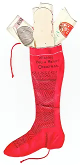 Overflow: Handmade Christmas card in the shape of a stocking
