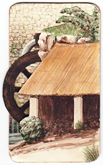 Millwheel: Handmade Christmas card with mill wheel