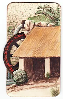 Millwheel: Handmade Christmas card with mill wheel