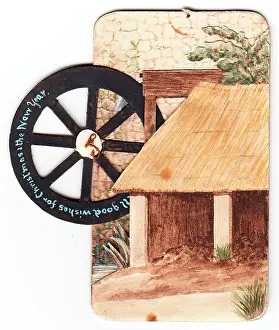 Millwheel: Handmade Christmas card with mill wheel