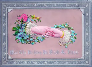 Forgetmenot: Hands and flowers on a birthday card