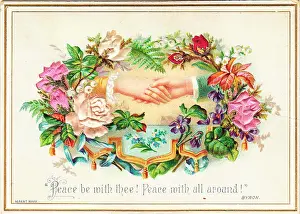 Hands and flowers on a romantic greetings card