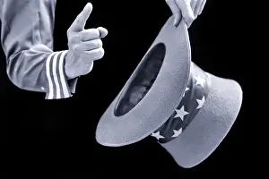 Networking: Hands and Hat of Uncle Sam Gesturing Making a