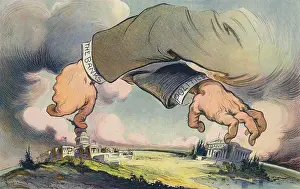 Lcgr1703: HANDS ACROSS THE LAND, political cartoon about the