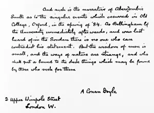 Conan: Handwriting sample: Arthur Conan Doyle, 1925