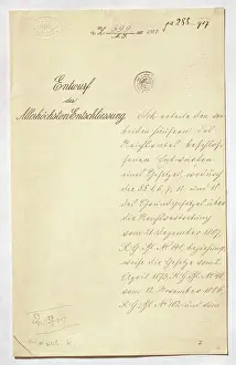 Autographing: Handwritten draft of the resolution about the