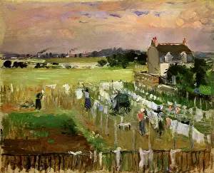 Berthe: Hanging Laundry to Dry, by Morisot