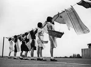 Ongar: Haning up the laundry in the domestic school