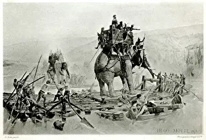 Rafts: Hannibal crossing the Rhone River