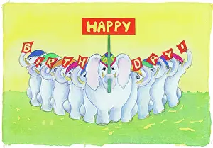 Jarvis: Happy Birthday design with ten elephants