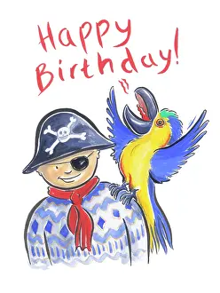 Squawking: Happy Birthday Pirate with Parrot