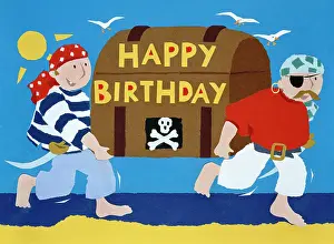 Ayliffe: Happy Birthday ' two pirates & chest
