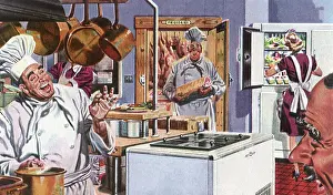 Chefs: Happy Chefs in Restaurant Kitchen