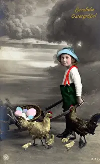 Wheeling: Happy Easter - German greetings card