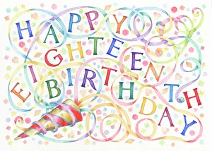 Swirling: Happy Eighteenth Birthday with streamers
