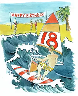 Windsurfer: Happy Eighteenth Birthday with Windsurfer