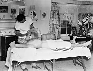 Therapist: Happy man getting massage