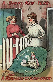 Stereotypes: Happy New Year card - turning over a new leaf