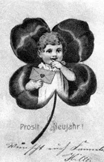 Fortunate: Happy New Year (Prosit Neujahr), greeting card for New Yea