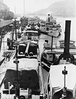 Steamboats: Harbour along the Danube in Budapest