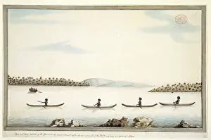 Aborigine: Harbour landscape with an encounter between Aborigines and B