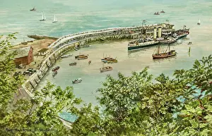 The Harbour, Minehead, Somerset, with paddle steamer