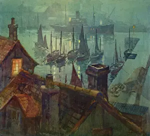 Ayling: The Harbour ' over rooftops at night