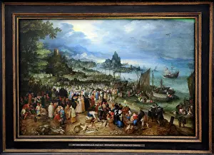 Preacher: Harbour scene with Christ preaching, 1598, by Jan Brueghel t