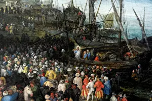 Preacher: Harbour scene with Christ preaching, 1598, by Jan Brueghel t