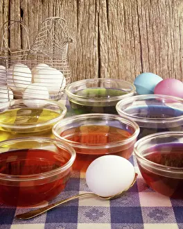 Paschal: Hard Boiled Eggs Spoon and Glass Bowls Full of